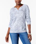 Karen Scott Print Henley Top, Created For Macy's