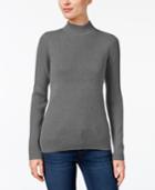 Karen Scott Cotton Ribbed Mock-neck Sweater, Created For Macy's