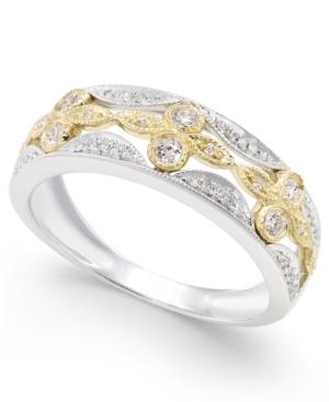 Diamond Flower Ring (1/4 Ct. T.w.) In 14k Gold And White Gold
