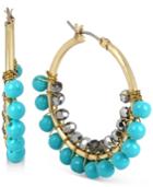 M. Haskell For Inc Two-tone Blue Beaded Hoop Earrings, Only At Macy's