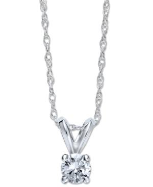 Diamond Necklace, 10k White Gold Round-cut Diamond Pendant (1/4 Ct. T.w.)
