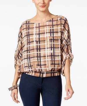Alfani Plaid Blouson Top, Only At Macy's