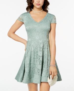 B Darlin Juniors' Tie-back Lace Fit & Flare Dress