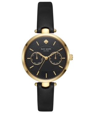 Kate Spade New York Women's Chronograph Holland Black Leather Strap Watch 34mm
