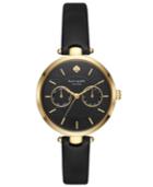 Kate Spade New York Women's Chronograph Holland Black Leather Strap Watch 34mm