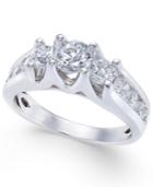 Diamond Channel-set Engagement Ring (1-1/2 Ct. T.w.) In 14k White Gold