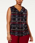 Nine West Plus Size Printed Cowl-neck Shell
