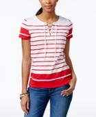 Tommy Hilfiger Pascale Striped Lace-up Tee