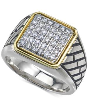 Esquire Men's Jewelry Diamond Two-tone Ring (3/4 Ct. T.w.) In Sterling Silver & 14k Gold, Created For Macy's