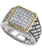 Esquire Men's Jewelry Diamond Two-tone Ring (3/4 Ct. T.w.) In Sterling Silver & 14k Gold, Created For Macy's