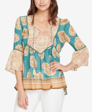 Vintage America Mixed-print Peasant Top
