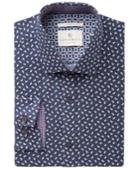 Con. Struct Men's Slim-fit Stretch Navy Boteh Pattern Dress Shirt, Created For Macy's