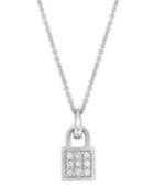 B. Brilliant Sterling Silver Cubic Zirconia Lock Pendant Necklace (1/5 Ct. T.w.)