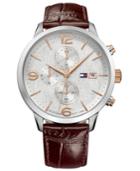 Tommy Hilfiger Men's Chronograph Brown Leather Strap Watch 42mm