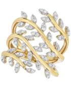 Diamond Leaf Ring (1/2 Ct. T.w.) In 14k Gold-plated Sterling Silver
