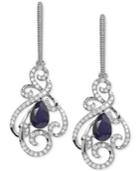 Sapphire (1 Ct. T.w.) And Diamond (1/3 Ct. T.w.) Swirl Earrings In 14k White Gold