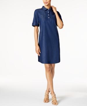 Karen Scott Petite Cotton Chambray Shirtdress, Only At Macy's