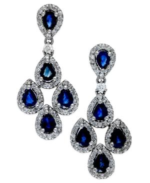 Sapphire (2 Ct. T.w.) And Diamond (3/4 Ct. T.w.) Drop Earrings In 14k White Gold