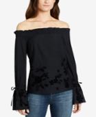 William Rast Off-the-shoulder Flocked Top
