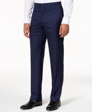 Sean John Men's Classic-fit Blue, Black & Purple Plaid Stretch Tuxedo Pants