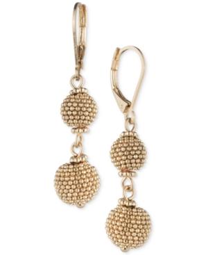 Anne Klein Gold-tone Ball Chain Orb Double Drop Earrings