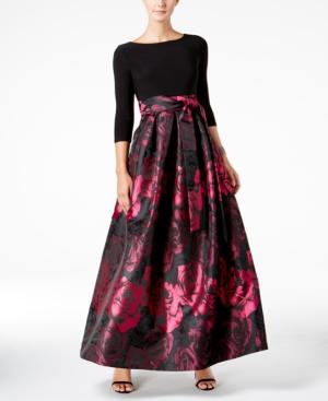 Jessica Howard Rose Jacquard Sash Gown