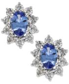 10k White Gold Tanzanite (3/4 Ct. T.w.) And Diamond Accent Stud Earrings