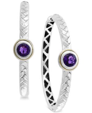 Final Call By Effy Amethyst Hoop Earrings (1-9/10 Ct. T.w.) In Sterling Silver & 18k Gold