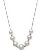 Cultured Freshwater Pearl (6 To 9-1/2mm) Beaded Collar Necklace In Sterling Silver