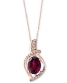 Effy Rhodolite (1-1/2 Ct. T.w.) & Diamond (1/10 Ct. T.w.) 18 Pendant Necklace In 14k Rose Gold