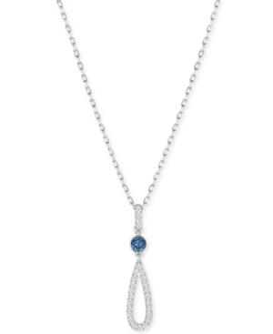 Swarovski Silver-tone Blue Crystal And Pave Loop Pendant Necklace