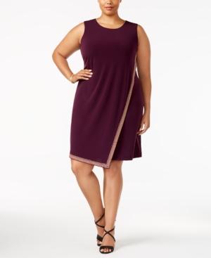 Calvin Klein Plus Size Studded Faux-wrap Dress