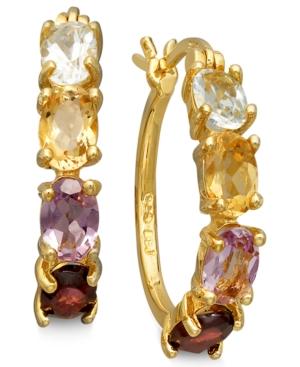 Victoria Townsend 18k Gold Over Sterling Silver Earrings, Multistone Oval Hoop Earrings