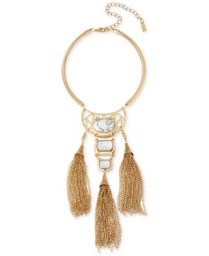 M. Haskell For Inc Gold-tone White Stone Triple Tassel Collar Necklace, Only At Macy's
