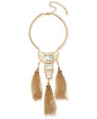 M. Haskell For Inc Gold-tone White Stone Triple Tassel Collar Necklace, Only At Macy's