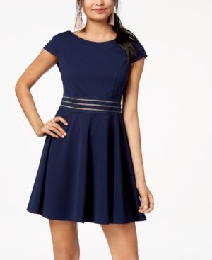 City Studios Juniors' Illusion-stripe Fit & Flare Dress