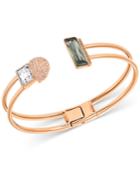 Swarovski Rose Gold-tone Crystal Hinged Bangle Bracelet