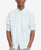 Kenneth Cole Reaction Men's Double-pocket Grid-pattern Long-sleeve Shirt