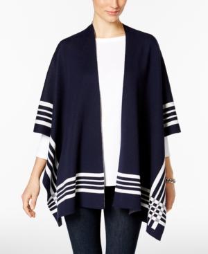 Charter Club Striped Open-front Poncho, Only At Macy's