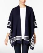 Charter Club Striped Open-front Poncho, Only At Macy's