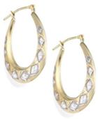 Patterned Hoop Earrings In 10k Gold