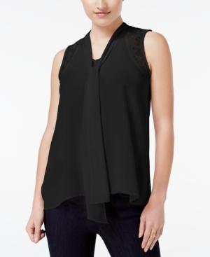 Bcx Juniors' Lace-back Tie-neck Blouse