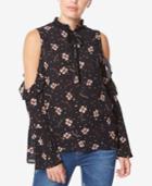 Buffalo David Bitton Floral-print Cold-shoulder Top