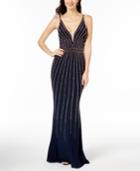 Xscape Beaded V-neck Gown