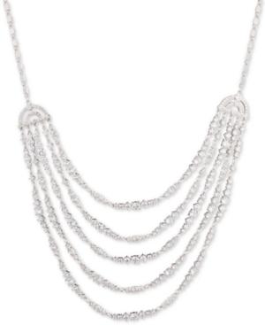 Carolee Silver-tone Cubic Zirconia Multi-row Statement Necklace