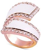 Guess Rose Gold-tone Pave & Faux Python Leather Bypass Ring