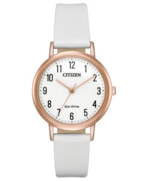 Citizen Eco-drive Women's White Leather Strap Watch 30mm