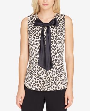 Tahari Asl Animal-print Bow Blouse