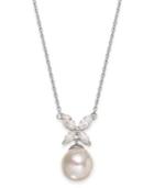 Majorica Sterling Silver Organic Man-made Pearl Butterfly Pendant Necklace