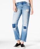 Suede Juniors' Ripped Patched New Formula Wash Boyfriend Jeans